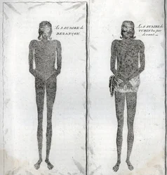 A besanconi lepel és a torinói lepel ábrázolása Bernard Picart (1723-1743) „A világ összes népének vallási szertartásainak és szokásainak illusztrációja” című metszete, 1819 Magángyűjtemény