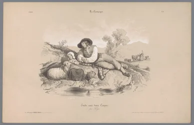 Pásztor lánnyal a medence mellett Vidéki élet ábrázolásai (sorozat címe) La Kampány. Etudes varieés aux deux Crayons (sorozat címe az objektumon)