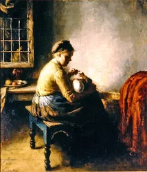 Anya szoptatja gyermekét (olaj, vászon)