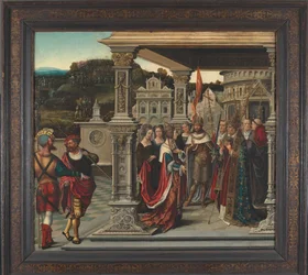 Szent Heléna a pápa előtt Rómában, kb. 1510-1520.