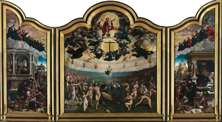 Az utolsó ítélet és az irgalmasság hét műve (olaj, tábla)