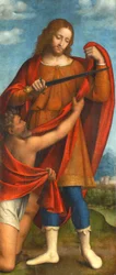 Szent Márton megosztja köpenyét egy koldussal, 1520-22 (tempera a fedélzeten)