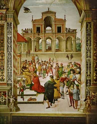 III. Frigyes császár megkoronázza Aeneas Silvius Piccolomini Poeta Laureatust (freskó)