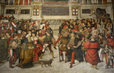 Olaszország, Toszkána, Siena, székesegyház, a dóm: II. Pius megkoronázása (1405-1464)