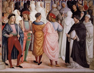 II. Pius 1461-ben szentté avatta Sienai Szent Katalint. Részlet - Freskó