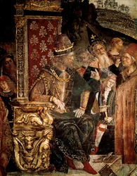 Alexandriai Szent Katalin vitája filozófusokkal Maximianus Hercules római császár előtt, Cesare Borgia részlete