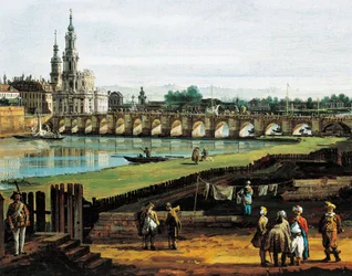 Drezda az Elba jobb partjáról, az Augustus hídtól felfelé, 1750 körül, Bernardo Bellotto, Canaletto (1721-1780), olaj, vászon, 50x84 cm, Részlet