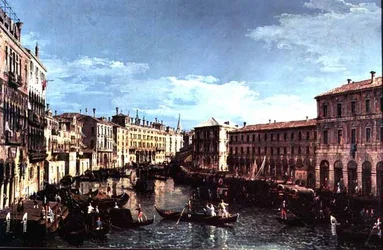Canal Grande, Velence, délre, a Rialto-híd felé nézve