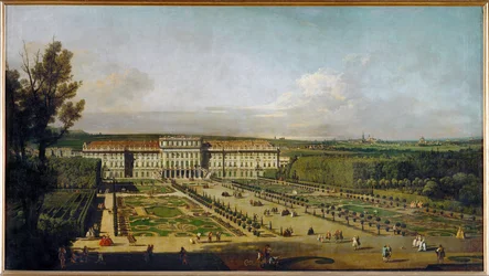 Schönbrunn kastély Bécsben, Ausztria, a kertből nézve ... (olaj, vászon)