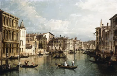 A Canal Grande, Velence, kelet felé nézve a Palazzo Flanginitől a Palazzo Venramin Calergiig, kb. 1742