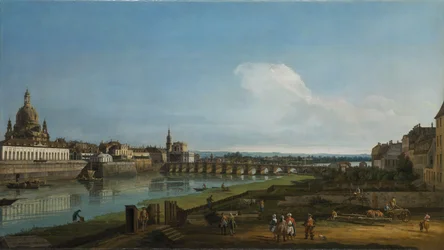 Drezda látképe balra a Frauenkirchével, 1747