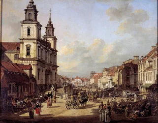 Kilátás a Krakowskie utcára a varsói Nowyswiat utcából 1778-ban Bernardo Bellotto (1720-1780) festménye 1778 Varsó, Nemzeti Múzeum