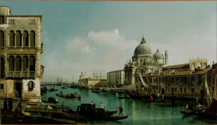 Kilátás a Grand Canalra: Santa Maria della Salute és a Dogana a Campo Santa Maria Zobenigo-ról: Santa Maria della Salute és a Dogana a Campo Santa Maria Zobenigo-ról