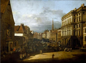 Kilátás a bécsi lisztpiacra Bernardo Bellotto (1720-1780) festménye 1760 V. 116x155 cm Bécs, Kunsthistorisches Museum
