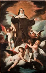 Jézusról nevezett vagy Avilai Szent Teréz (1515-1582), spanyol misztikus és karmelita apáca diadala (Avilai Szent Teréz diadala), Bernardo Strozzi (1581-1644) festménye, 17. század - Genova, Musei di Strada Nuova, leltári szám PB 49