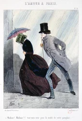 "Szerelem Párizsban", 1840 körül (színes litó)