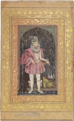 Ritka mogul portré I. Jakabról, 1615-1618 körül (átlátszatlan pigmentek arannyal megerősítve a papíron)