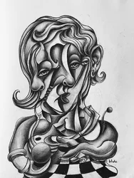 Picasso Reflecting, 2021 körül (faszén papíron)
