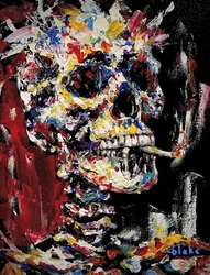 Skull With Spliff, 2021-2022 körül (akril, vászon)