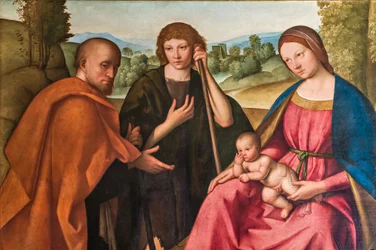 A Pásztorok imádása Madonna Kis Jézussal és két pásztorral, 2384594 részlet