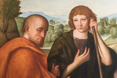 A Pásztorok imádása Madonna Kis Jézussal és két pásztorral, 2384594 részlet