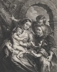 A Szent Család Szent Erzsébettel és a csecsemő Keresztelő Szent Jánossal, kezében..., kb. 1600-59.