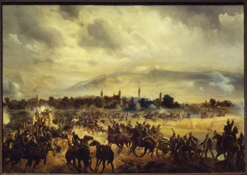 Jelenet a szabadságharcból Magyarországon 1849-ben. (A Scene of the Freedom War in Hungary on 1849). Gottfried (Bogdan Pavlovich) Willewalde (1818-1903) festménye, olaj, fa