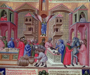 Kereskedők Céhe, a „Justinian Institutiones Feodorum et Alia” kéziratból, 1300 körül (vellum)