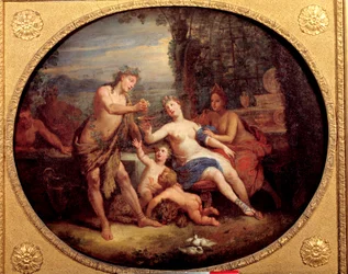 Bacchus, Vénusz és Ceres istenségek ábrázolása Bon de Boullongne festménye (1649-1717) 18. századi Troyes, Szépművészeti Múzeum