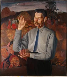 Maxim Gorkij (1868-1939) író portréja – Borisz Dmitrijevics Grigorjev (1886-1939) festménye, olaj, vászon