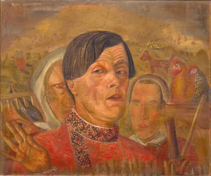 Önarckép kakassal és tyúkkal, 1924 körül