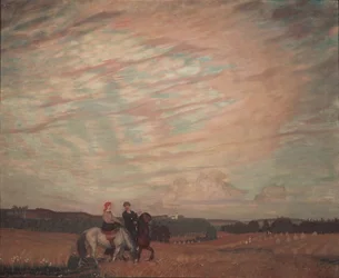 Önarckép a feleséggel lóháton, 1915