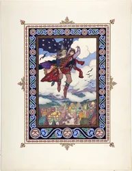 Illusztráció a Marya Morevna (Maria des mers) meséhez, Zvorykin, Borisz Vasziljevics (1872-1935 után), c. 1925 - Színes litográfia, 27,3x20,5 - Magángyűjtemény