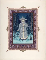 Snegourotchka (ou Snegourka, la Fille de neige) - Illusztráció a Snegurochka par Zvorykin meséhez, Borisz Vasziljevics (1872-1935 után), c. 1925 - Színes litográfia, 27,3x20,5 - Magángyűjtemény