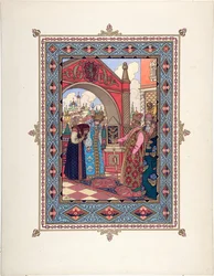 Vaszilissa la Belle (Vassilissa la tres Belle) - Illusztráció a Szépséges Vasziliza című meséhez par Zvorykin, Borisz Vasziljevics (1872-1935 után), c. 1925 - Színes litográfia, 27,3x20,5 - Magángyűjtemény