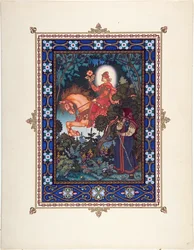 Vassilissa la Belle (ou Vassilissa la tres belle) - Illusztráció a Szépséges Vasziliza című meséhez par Zvorykin, Borisz Vasziljevics (1872-1935 után), c. 1925 - Színes litográfia, 27,3x20,5 - Magángyűjtemény