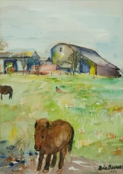 Pony in the Farm Meadow, East Green, 1980 (wc papíron)