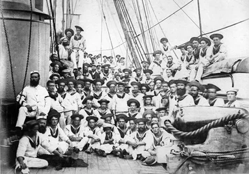 Társaság a HMS Eclipse fedélzetén, 1888 körül