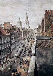 Cheapside Street Londonban, gravírozás, Anglia, Egyesült Királyság