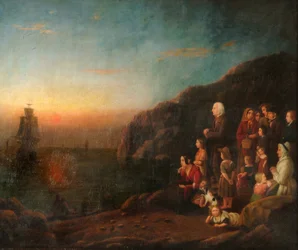 A „Mayflower” indulása 1620-ban (olaj, vászon)