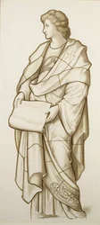 Az irodalom múzsája - Karikatúra ólomüveghez, 1890 körül (akvarell, papír)