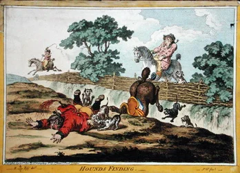 Hounds Finding, James Gillray (1756-1815) metszetében, Hannah Humphrey adta ki 1800-ban (kézzel színezett rézkarc) (lásd még: 191237)