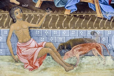 Bulgária, Rila-hegység, Rila kolostor, közelkép a freskórészletről a Szűz Születésének templomában