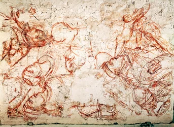 Sinopia egy halom holttestről, Trionfo della Morte, freskó ... (freskó)