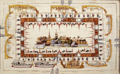 Ruha, kilátással a Mandalay-palotára (textil)