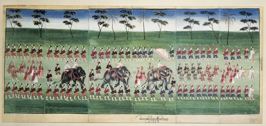 Mindom király parádézó festménye, Mianmar