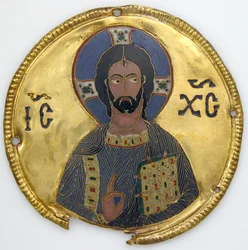 Medalion Krisztussal ikonkeretből, 1100 körül (arany, ezüst és zománcozott ékszer)