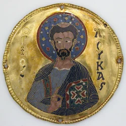 Medallion Szent Lukács ikonkeretből, 1100 körül (arany, ezüst és zománcozott cloisonné)