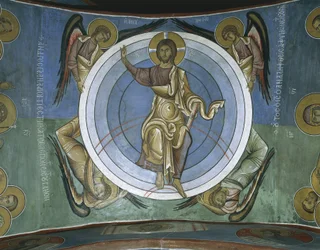 Festmények Jézus Krisztusról angyalokkal, Panagia Too Araka, Lagoudera, Ciprus
