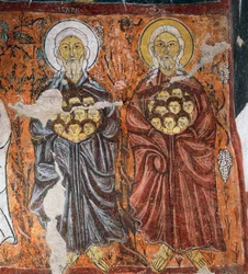 Az ártatlanok védőszentjei, bizánci freskó (1212), Gulsehir Karsi Kilise (Szent János-templom), Göreme (az Unesco világörökségi listája)
